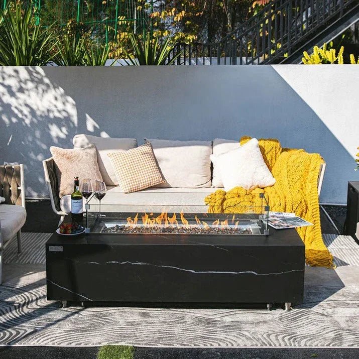 Elementi Plus - Varna Marble Porcelain Fire Table 60" - Fire Table | Patioza