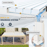 Alora White Louvered Aluminum Pergola With Adjustable Roof And Pull - Down Screens (SAK46817) - Pergolas | Patioza