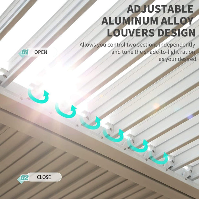 [12X20FT] Alora Outdoor Hardtop Louvered Pergola With Adjustable Aluminum Rainproof Roof (SAK18625) - Pergolas | Patioza