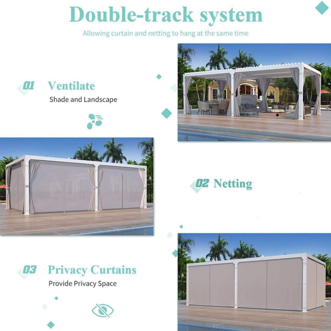 [12X20FT] Alora Outdoor Hardtop Louvered Pergola With Adjustable Aluminum Rainproof Roof (SAK18625) - Pergolas | Patioza