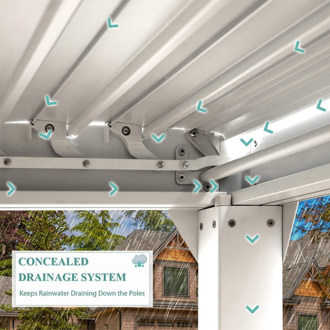 [12X20FT] Alora Outdoor Hardtop Louvered Pergola With Adjustable Aluminum Rainproof Roof (SAK18625) - Pergolas | Patioza